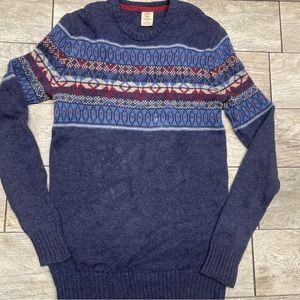 Timberland men's size S/P 100% lambs wool blue pullover crew neck sweater